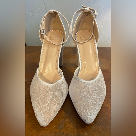 Kate Whitcomb Hailey Ivory Lace Wedding Heels size 7.5 - Picture 6 of 10